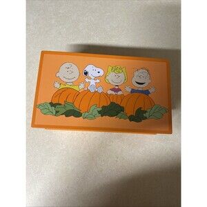 Peanuts Snoopy Pumpkin Metal Tin Vermont Country Store Fall Box
